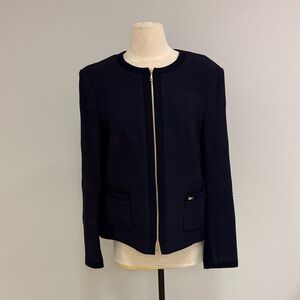 Basler Textured Dark Blue Blazer, Size EU 42
